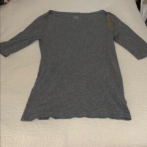 J. Crew Heather Gray Long Sleeve Scoop Neck Tee